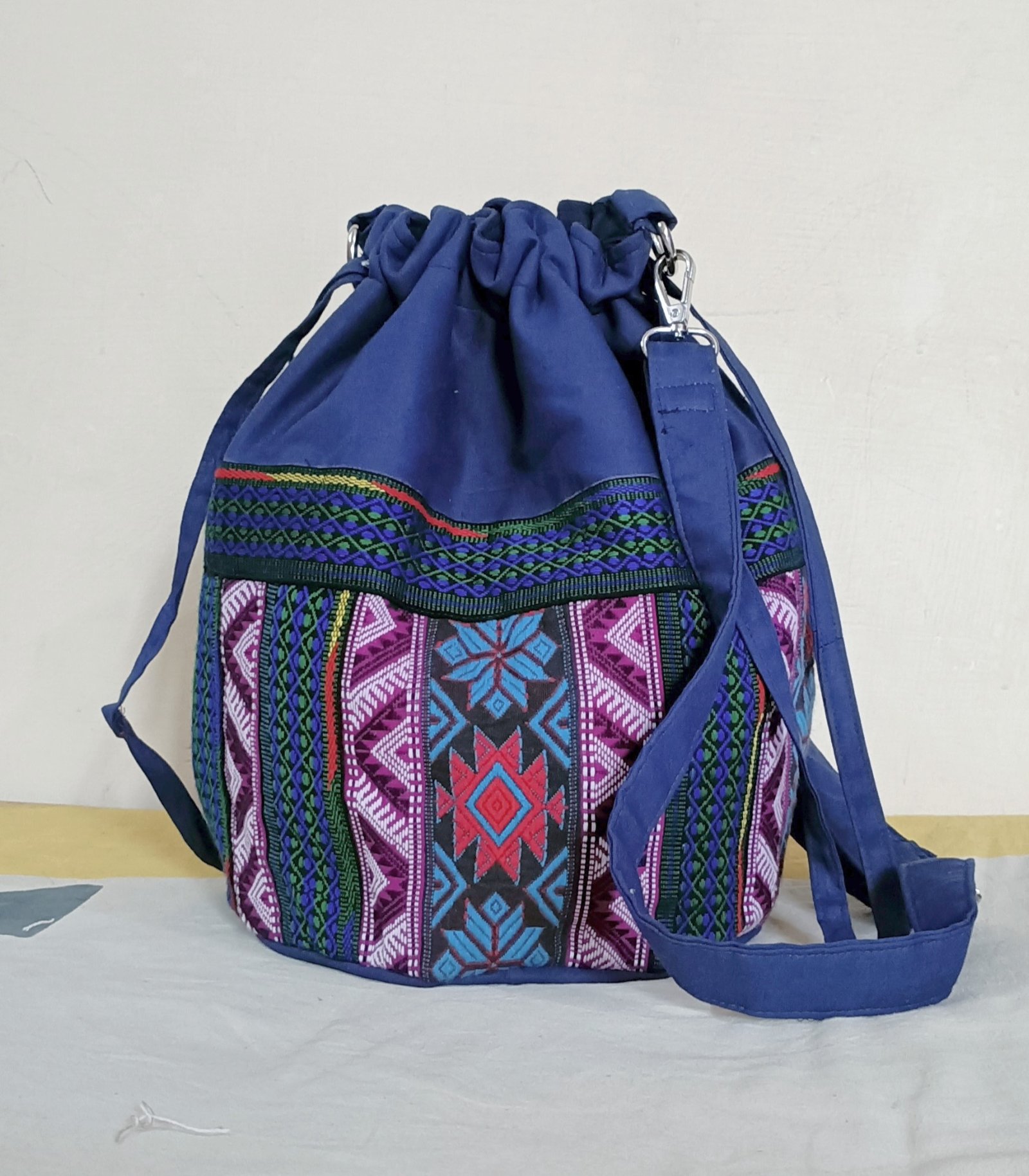 Handcrafted Bucket Sling Bag In Indigo – Kritenya-Handwoven ...