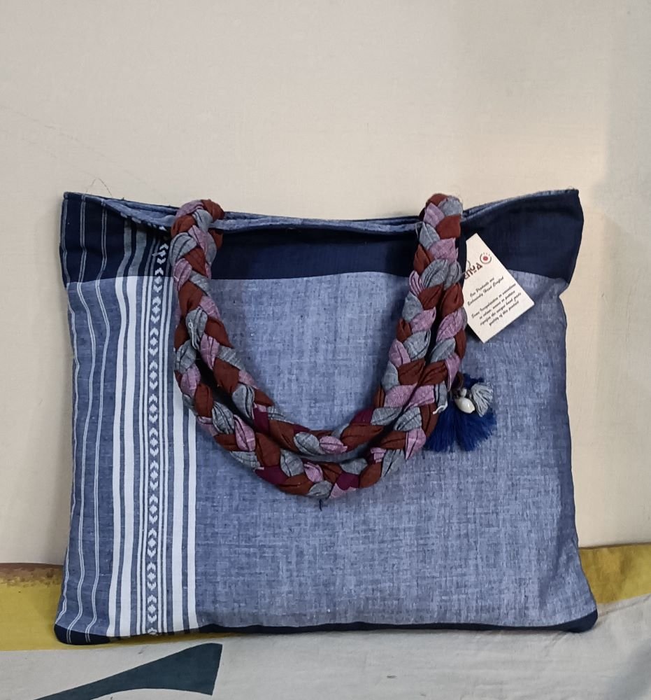 Big Tote Bag In Indigo And White – Kritenya-Handwoven & Handcrafted  accessories.