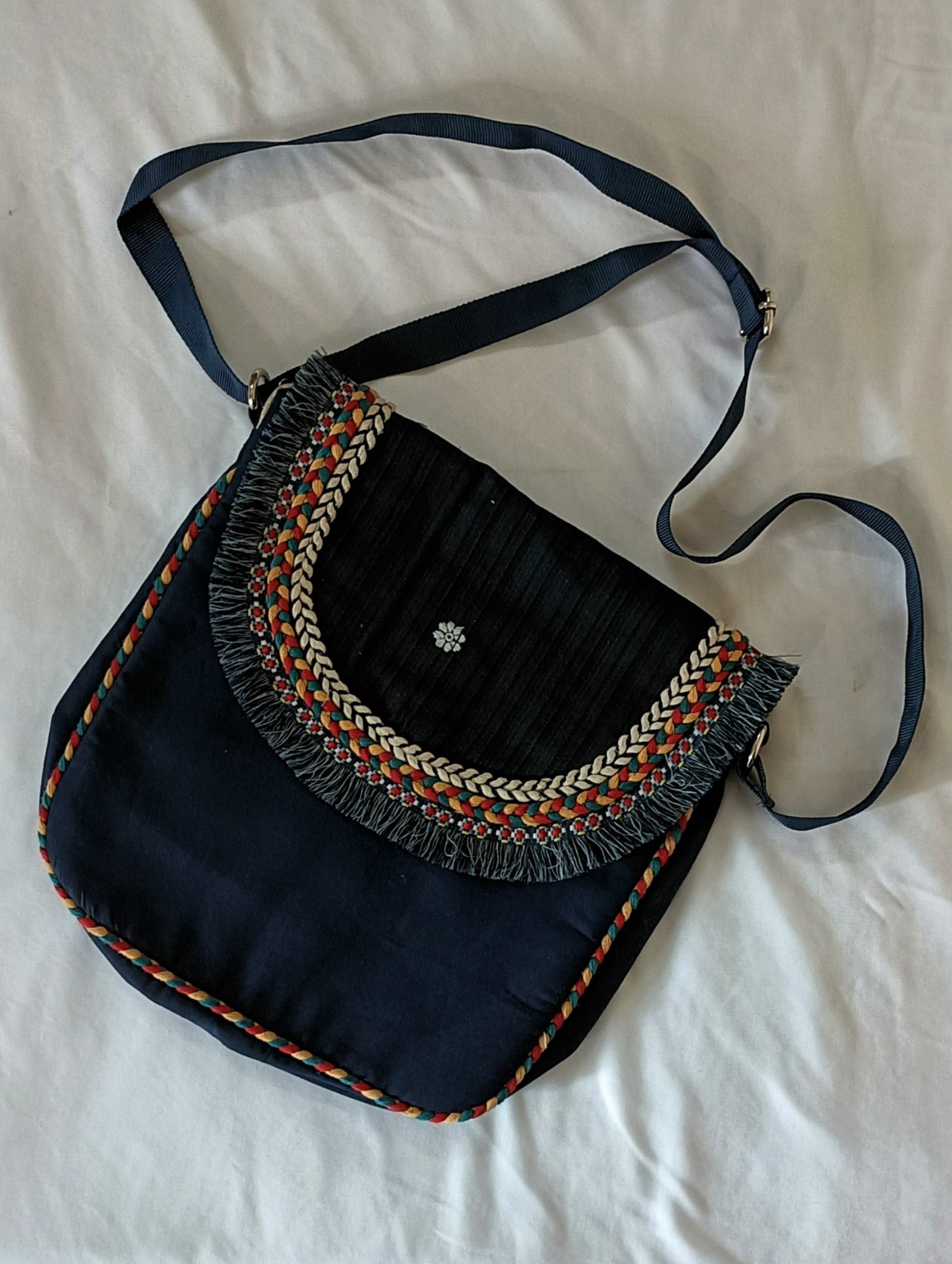 Buy Leather & Fabric Sling Bag - Camel & Beige